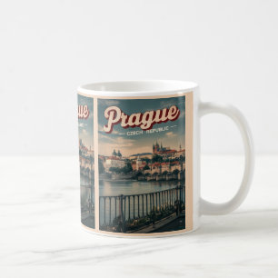vintage travel prague czech republic gifts, waterf coffee mug