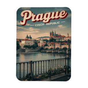 vintage travel prague czech republic gifts, waterf magnet