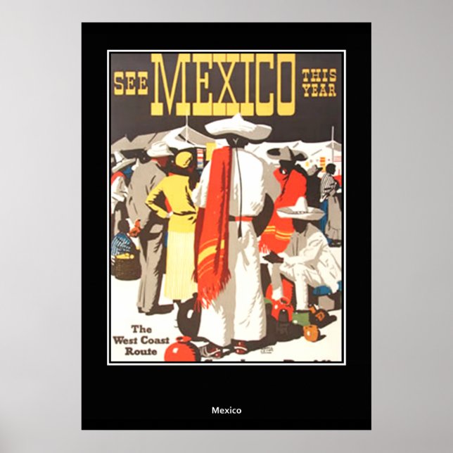 vintage Travel Print Poster Mexico (Front)