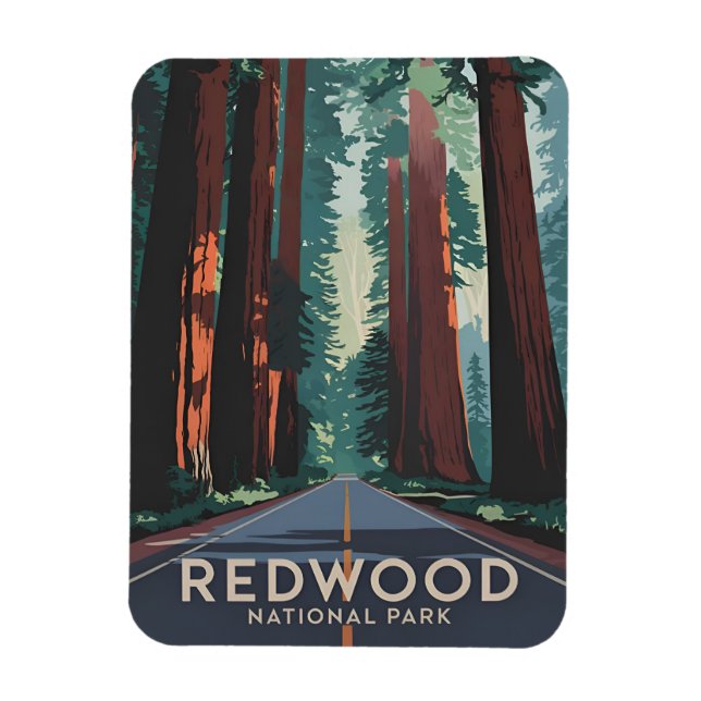 Vintage Travel Redwood National Park Retro  Scenic Magnet (Vertical)