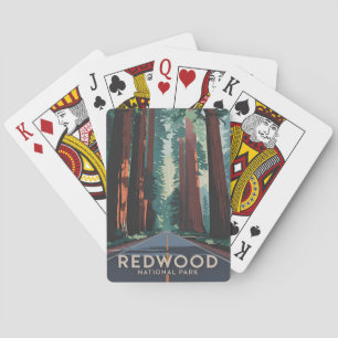 Vintage Travel Redwood National Park Retro Scenic Playing Cards