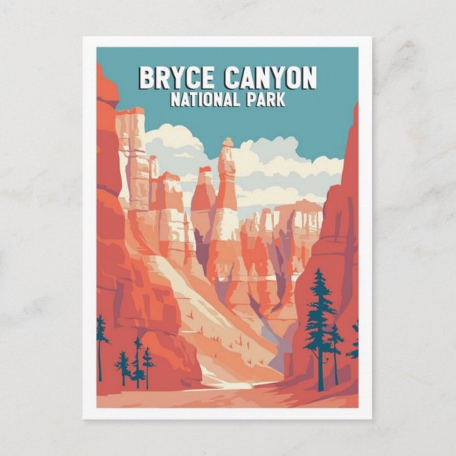 vintage travel retro Bryce Canyon national park Postcard (Front)