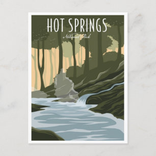 vintage travel retro Hot Springs USA national park Postcard