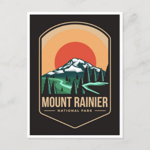 vintage travel retro Mount Rainier national park Postcard