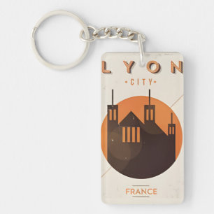 vintage travel retro souvenir Lyon france tourism Key Ring