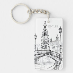 vintage travel retro souvenir Seville españa Key Ring