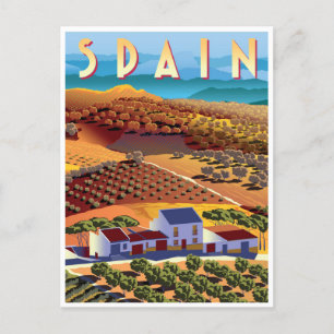 Vintage travel retro Spain tourism Espana Postcard