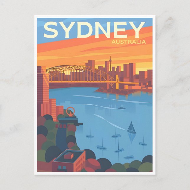 vintage travel retro Sydney Australia australie Postcard (Front)