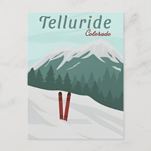 Vintage travel retro Telluride Colorado watercolor Postcard