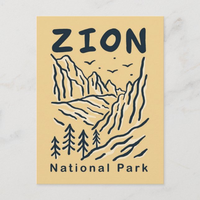 vintage travel retro ZION national park Postcard (Front)