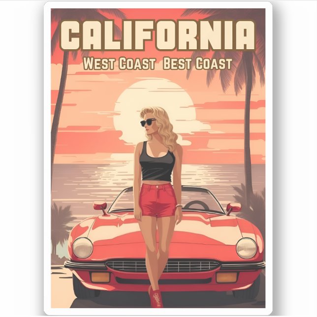 Vintage Travel Retrowave 80s California Sunset (Front)