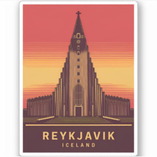 Vintage Travel Reykjavik Iceland Hallgrimskirkja