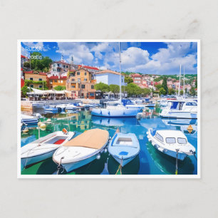 vintage travel Rijeka Croatia Kostrena Opatija Postcard