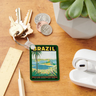 Vintage Travel Rio de Janeiro Brazil Coastal Beach Key Ring