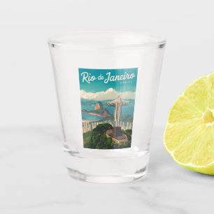 Vintage Travel Rio de Janeiro Brazil Retro Scenic Shot Glass