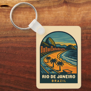 Vintage Travel Rio de Janeiro Copacabana Beach Key Ring