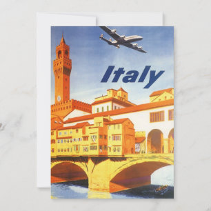 Vintage Travel, River in Florence Italy Invitation