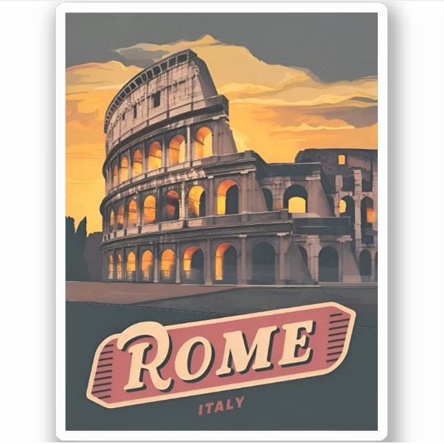 Vintage Travel Rome Italy Colosseum Retro Scenic (Front)