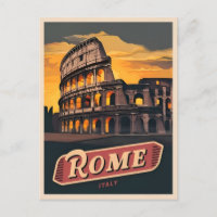 Vintage Travel Rome Italy Colosseum Retro Scenic