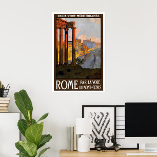 Vintage Travel, Rome Italy Roman Forum at Dawn Poster