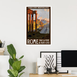 Vintage Travel, Rome Italy Roman Forum at Dawn Poster