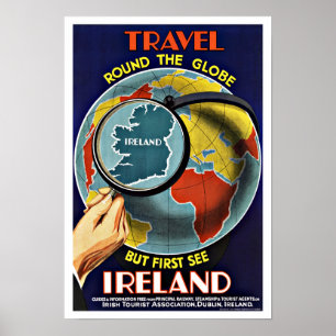 Vintage Travel Round the Globe See Ireland Poster