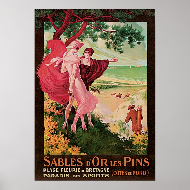 Vintage Travel, Sables d'Or les Pins Poster (Front)