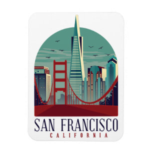 Vintage Travel San Francisco Cityscape Magnet