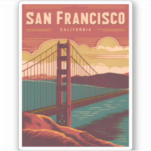 Vintage Travel San Francisco Golden Gate Bridge