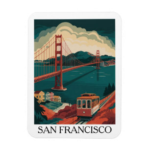 Vintage Travel San Francisco Golden Gate Bridge Magnet