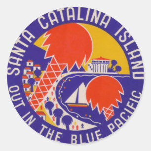 Vintage Travel - Santa Catalina Island Classic Round Sticker
