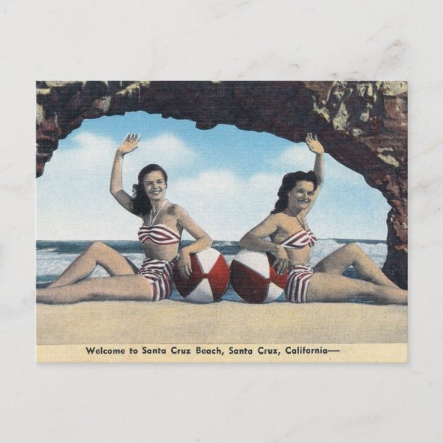 Vintage Travel - Santa Cruz California Beach  Postcard (Front)