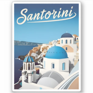 Vintage Travel Santorini Greece Retro Scenic