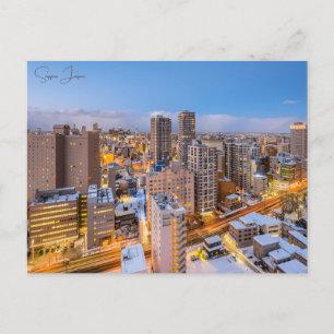 vintage travel Sapporo Japan snow festival city Postcard