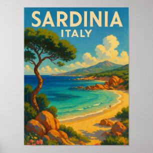 Vintage Travel Sardinia Italy Poster