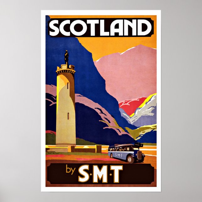 Vintage Travel Scotland By Bus Poster (Front)