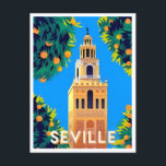 vintage travel Seville Spain Sevilla city tourism Postcard<br><div class="desc">vintage,  retro,  travel,  modern,  watercolor,  Seville,  Spain,  Sevilla,  tourism,  city, </div>