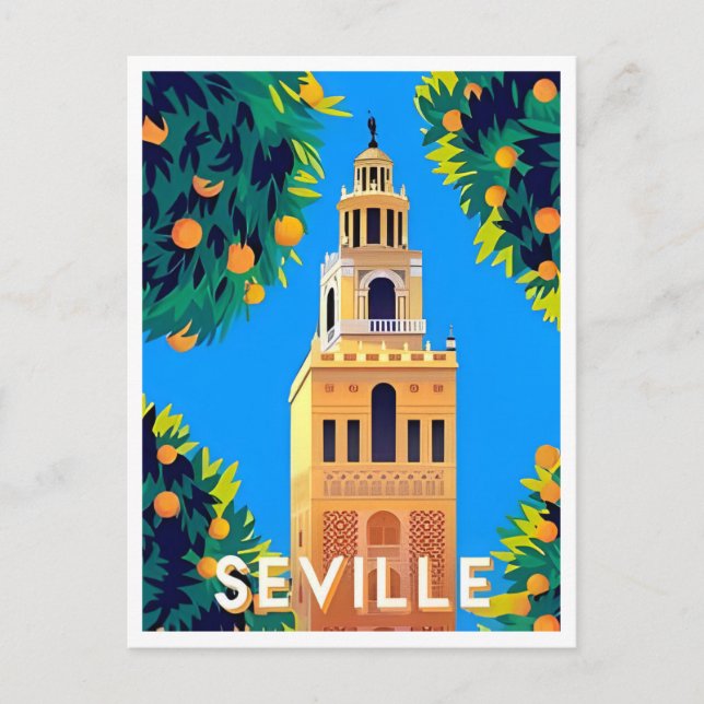vintage travel Seville Spain Sevilla city tourism Postcard (Front)