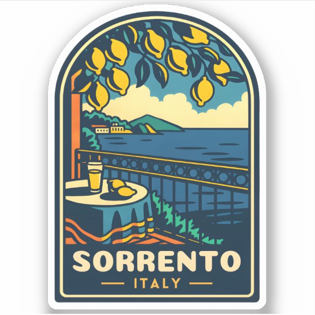 Vintage Travel Sorrento Italy Coastal Retro Scenic (Front)