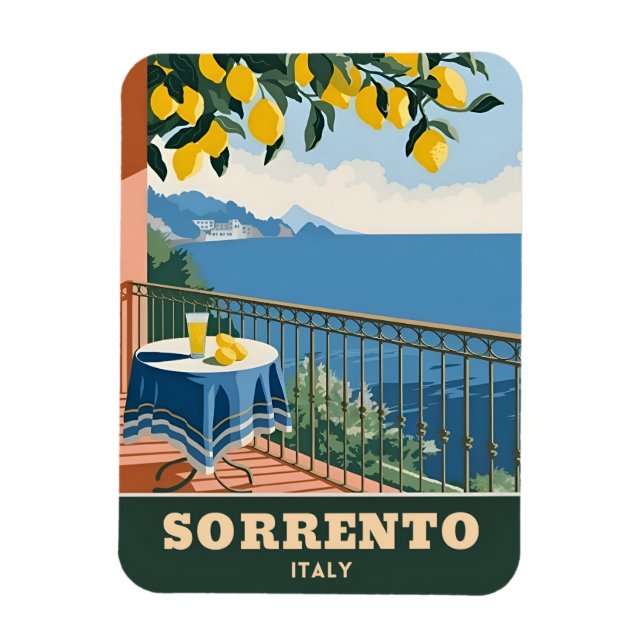 Vintage Travel Sorrento Italy Seaside Retro Magnet (Vertical)