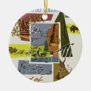 Vintage Travel South Dakota USA Ceramic Tree Decoration