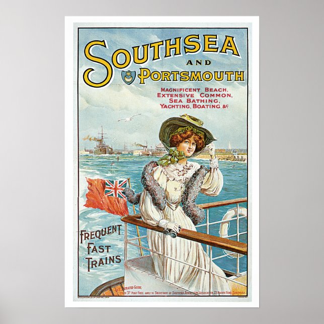 Vintage Travel Southsea and Portsmouth Poster (Front)