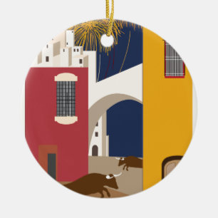 Vintage Travel Spain Ceramic Tree Decoration