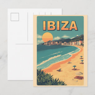 vintage Travel spain IBIZA Balearic islands gifts Postcard