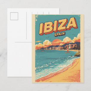 vintage Travel spain IBIZA Balearic islands gifts Postcard