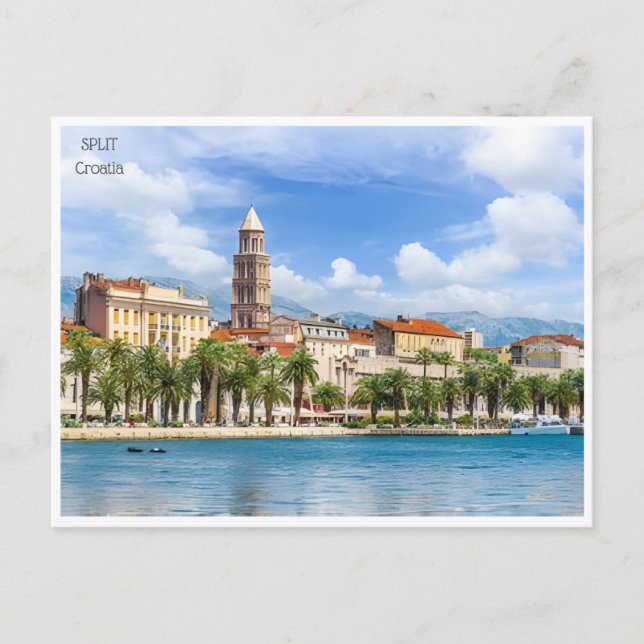 vintage travel Split Croatia Croatie retro tourism Postcard (Front)
