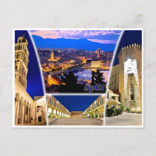 vintage travel Split Croatia Croatie retro tourism Postcard