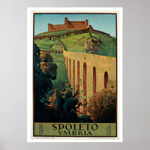 Vintage Travel,Spoleto Italy Poster