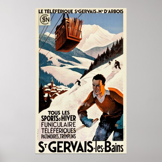 Vintage Travel - St Gervais - Les Bains - France Poster (Front)