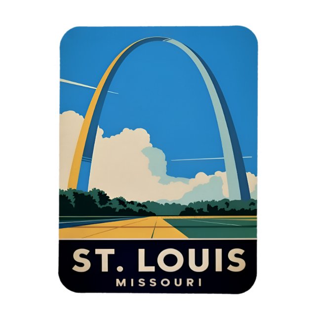 Vintage Travel St Louis Missouri Gateway Arch Magnet (Vertical)
